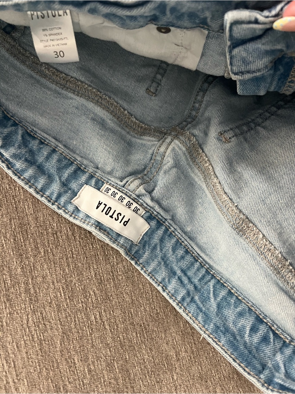 pistola Light Wash Frayed Denim Shorts - Picture 3 of 4